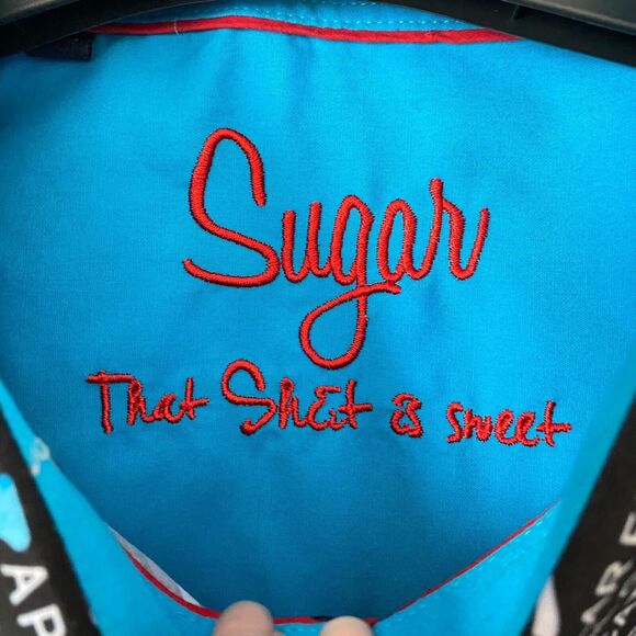 SUGAR Shirt Men's 2XL Colorful All-Over Print Dress Long Sleeve Flip Cuff - Picture 3 of 12